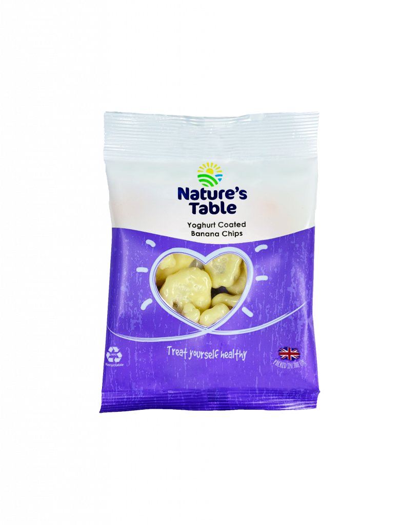 Yoghurt Coated Banana Chips Box of 12 Nature’s Table Snacks